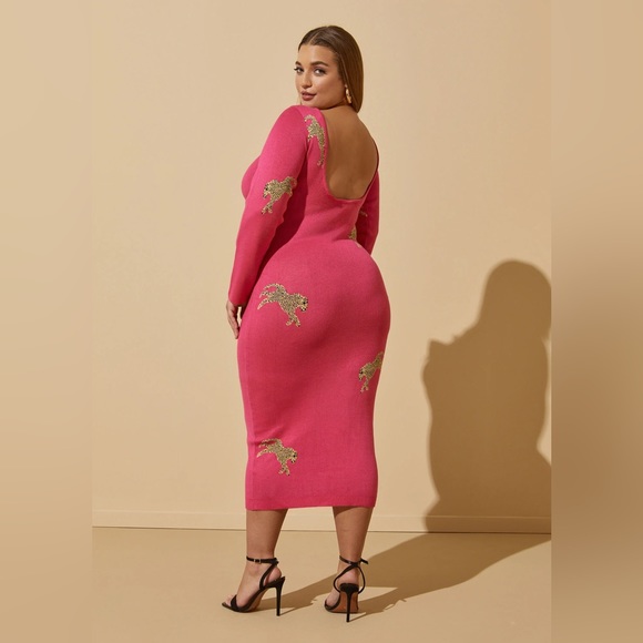 Ashley Stewart Dresses & Skirts - Fuchsia, Ashley Stewart sweater dress With leopards.